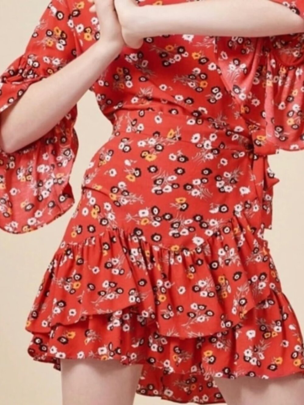Maje Mini Floral Wrap Dress